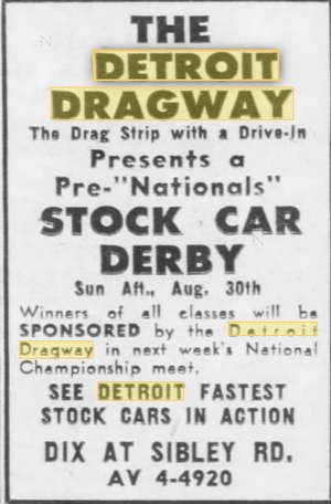 Detroit Dragway - Aug 28 1959
